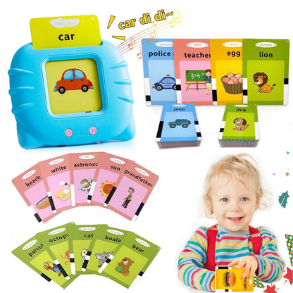 Talking Flash Cards Speech Therapy Toys-224 Sight Words Montessori Preschool Educational Learning Pocketspeech Development Toy for Toddler, Learning Pocket Speech Audible Flashcards (Blue)