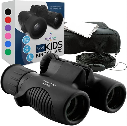 Think Peak Black Binoculars - Compact STEM Educational Outdoor Adventure Toy for Children Ages 4-8, Ideal for Bird Watching, Camping, and Nature Exploration