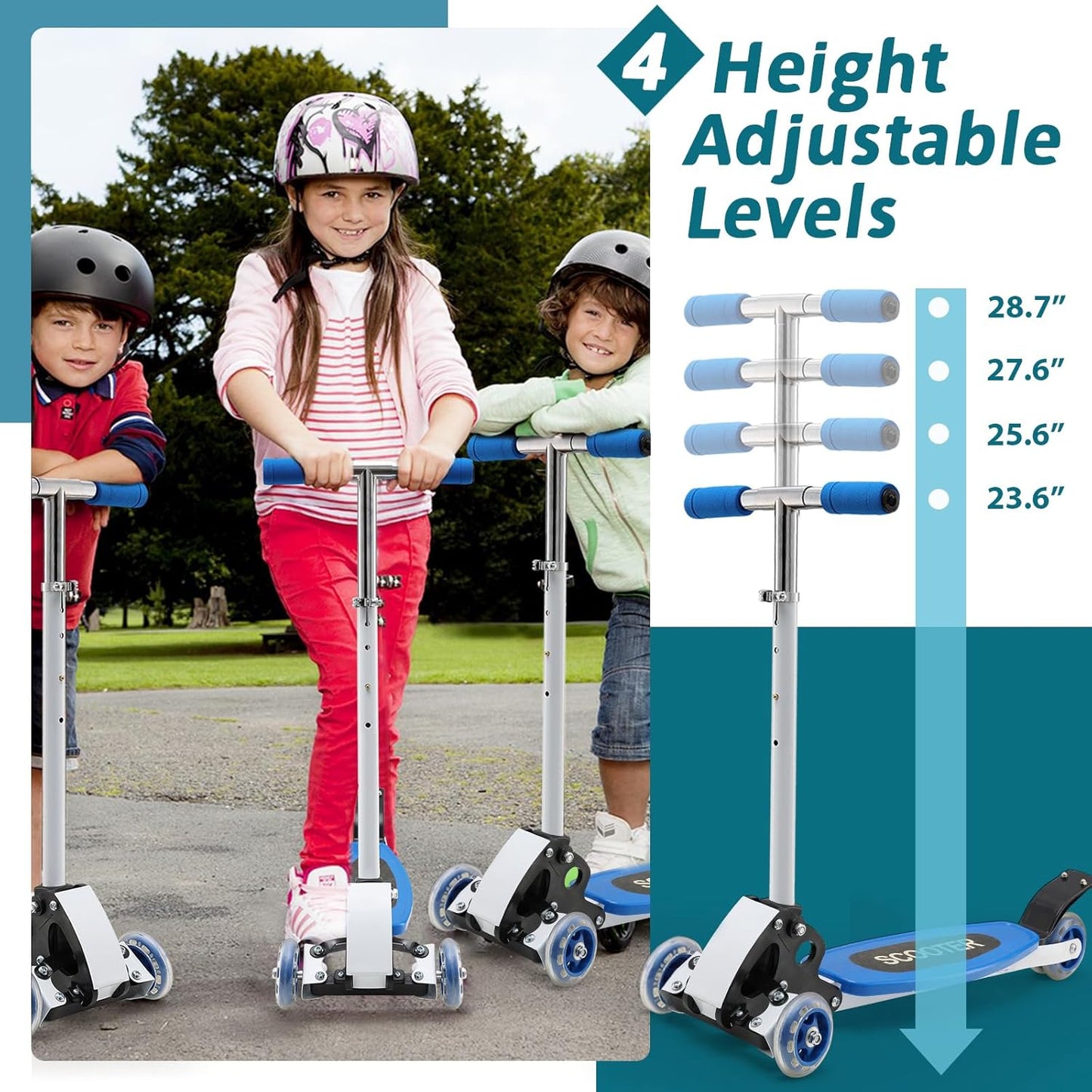 Kids Kick Scooter, 3 Wheel Scooter for Kids Ages 8-12