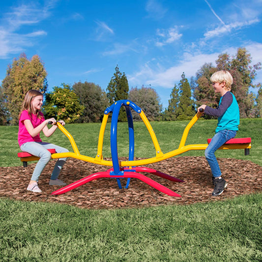 Indoor & Outdoor Playground Equipment Teeter Totters, 360 Spinning Seesaw, Swing Set for Children Exercises Age 3-12