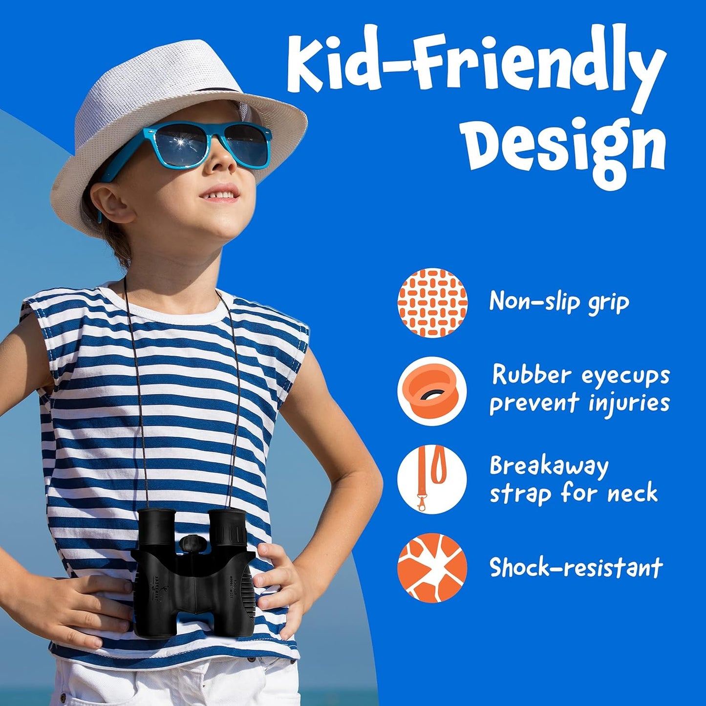 Think Peak Black Binoculars - Compact STEM Educational Outdoor Adventure Toy for Children Ages 4-8, Ideal for Bird Watching, Camping, and Nature Exploration