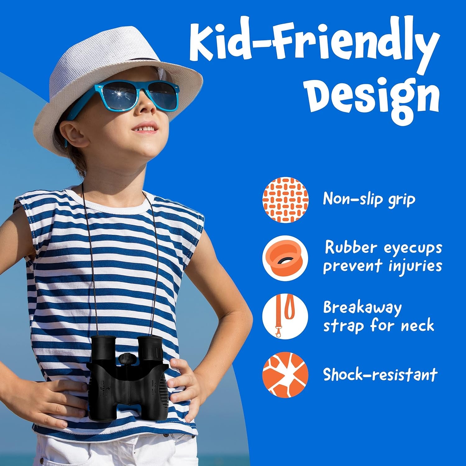 Think Peak Black Binoculars - Compact STEM Educational Outdoor Adventure Toy for Children Ages 4-8, Ideal for Bird Watching, Camping, and Nature Exploration