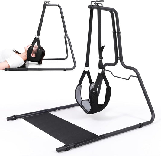 Neck Decompression Hammock with Heavy-Duty Stand for Cervical Traction and Tension Relief