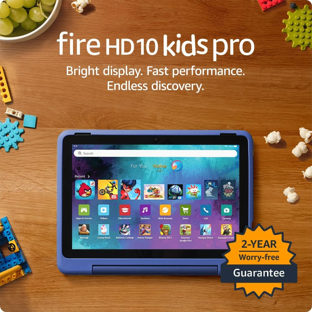 Amazon Fire HD 10 Kids Pro Tablet (Newest Model) Ages 6-12 | Bright 10.1" HD Screen | Slim Case for Older Kids, Ad-Free Content, Parental Controls, 13-Hr Battery, 32 GB, Mint