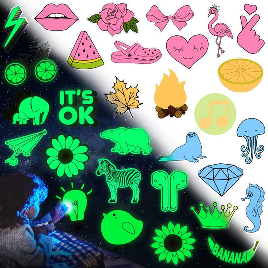 QTL Glow-in-the-Dark Wall Stickers for Kids' Bedrooms - 30-Piece Decorative Set
