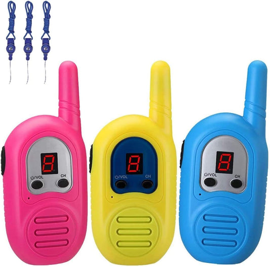 3-Pack Rechargeable Walkie Talkies for Kids with 2-Mile Range and Lanyards, Ideal for Outdoor Adventures - Perfect Gift for Boys and Girls (Batteries Not Included)