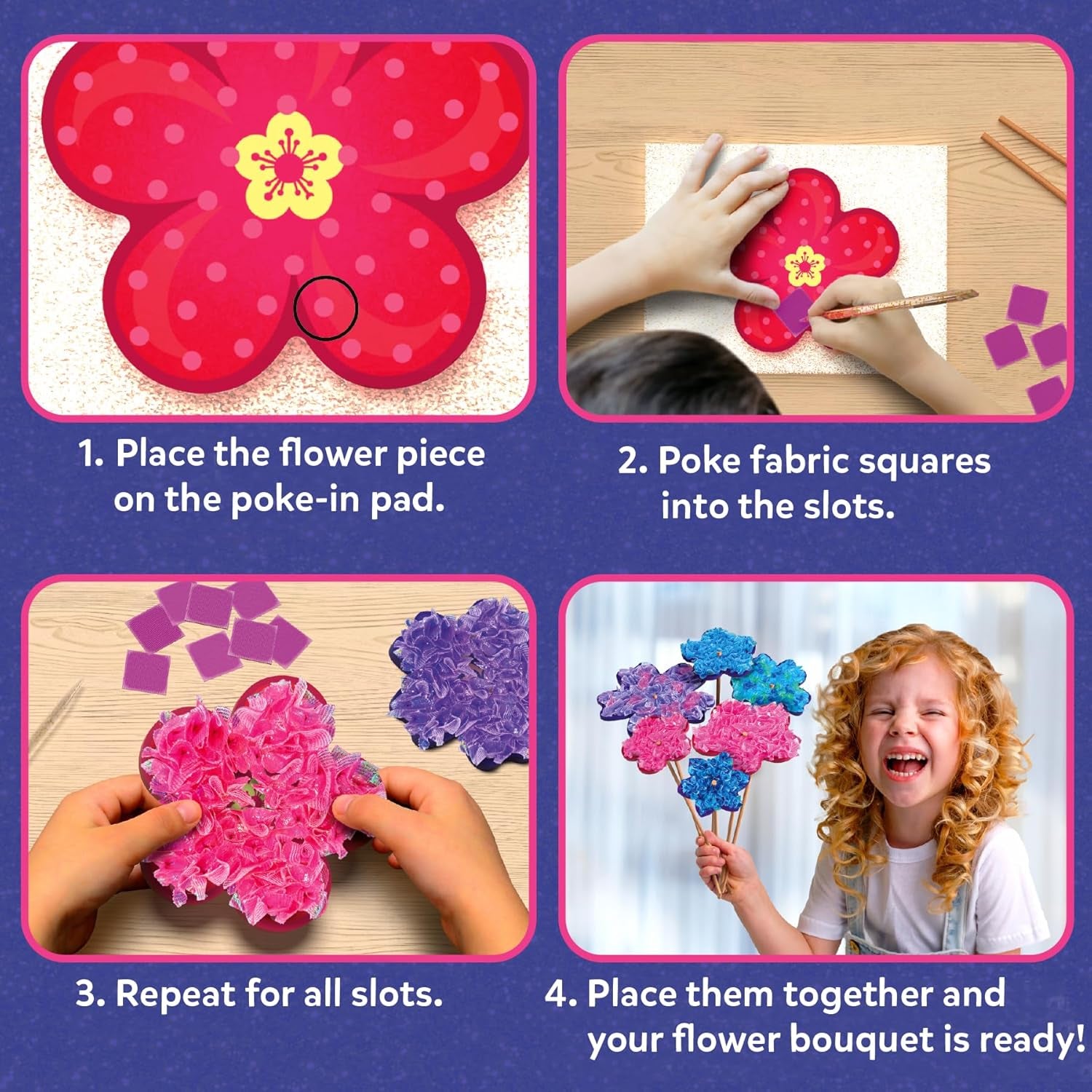 Skillmatics Poke-In Art - Flower Bouquet, Mess-Free Creative Activity, DIY Wood Craft Kits, Gifts for Girls & Boys Ages 4, 5, 6, 7, 8, 9