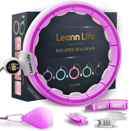 U5-16 Knots Waist 28”- 46”, Silent Smart Weighted Hula Hoop for Adults Weight Loss, Infinity Hoop plus Size, Home Outdoors Fitness Exercise, Abdominal Toner