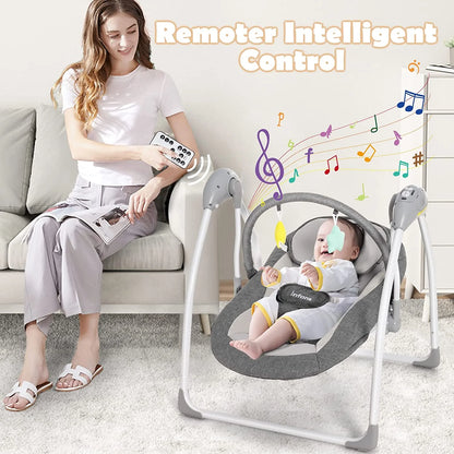 Baby Swing for Infants, Compact Portable Electric Baby Rocker for Newborn W/ 5 Speeds Timing