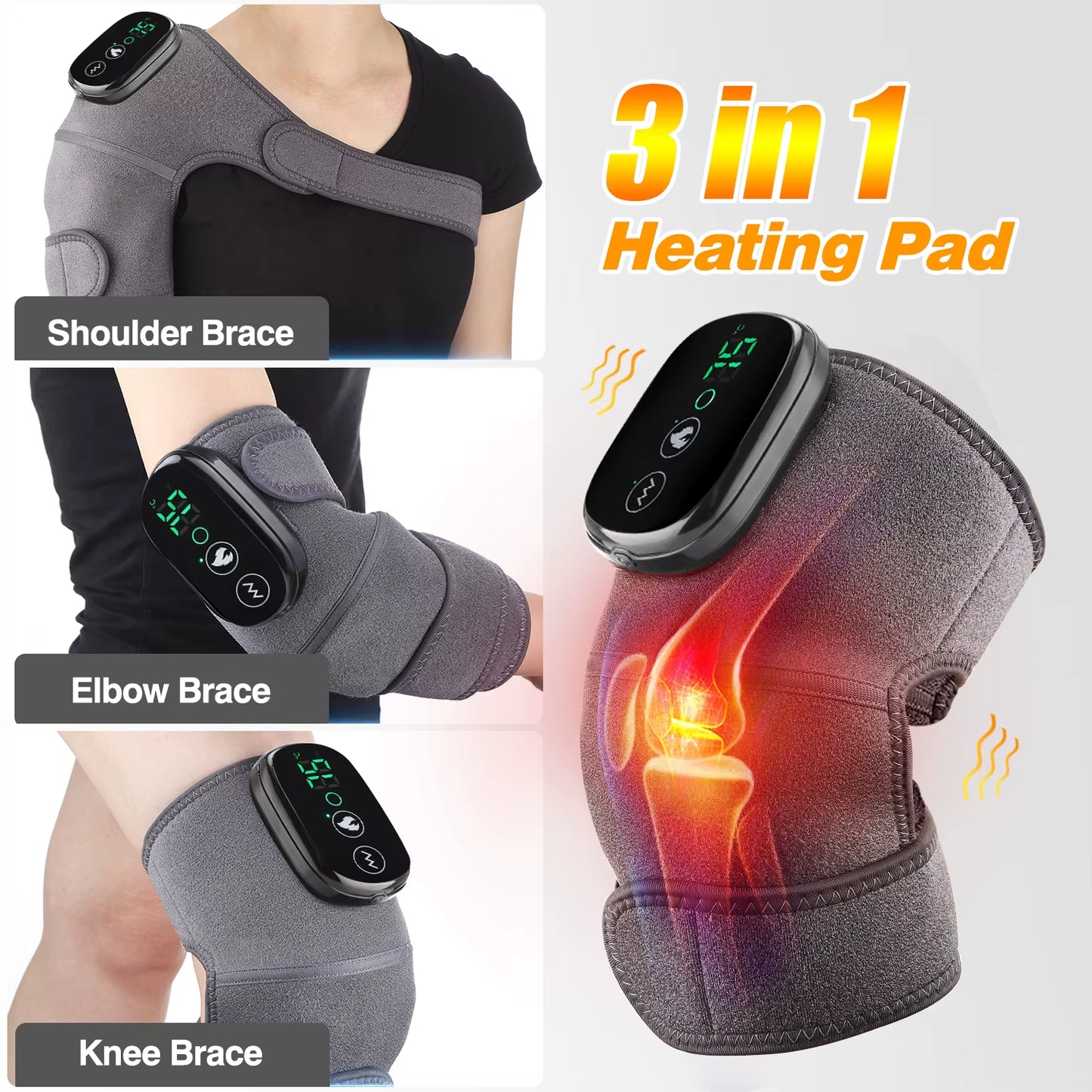 Electric Heating Knee Massager Joint Elbow Knee Pad Shoulder Pad Vibration Knee Shoulder Massage Health Care