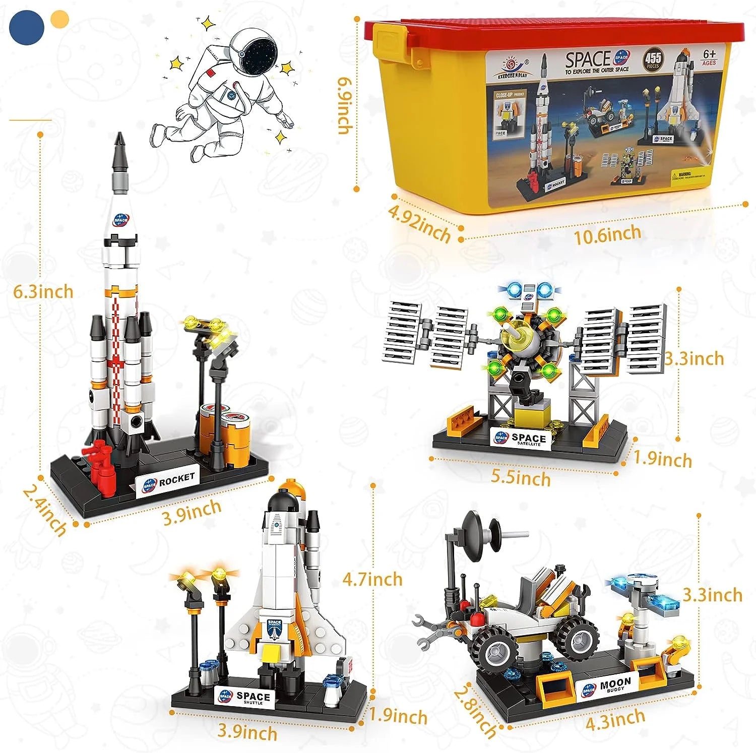 Space Shuttle Toys, Space Rocket Toy Building Blocks Set, Space Model Toys, Cool Spaceship Toy for Kids, STEM Toy for Boys and Girls Age 6-12 (455 PCS)
