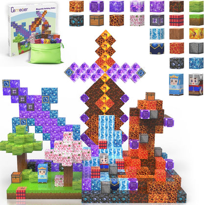 100PCS 1 Inch Magnetic Blocks, Mine Sword World Magnetic Toy Building Cube for Toddler Boys Girls Kids Age 3+, Stacking Magnet Construction Block Toys of Birthday Gifts.