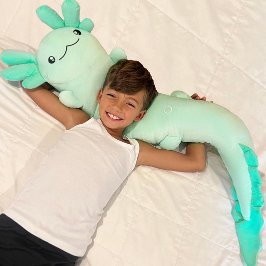 Tezituor 48-Inch Giant Axolotl Plush Pillow - Glow in the Dark Mint Green Stuffed Animal for Kids and Adults, Perfect Gift for Axolotl Enthusiasts