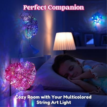 Klever Kits 3D String Art Kit for Kids, Light up String Light Toy with 30 Multi-Colored LED Bulbs, Arts and Crafts Set, Birthday Gifts for Girls and Boys Ages 8+