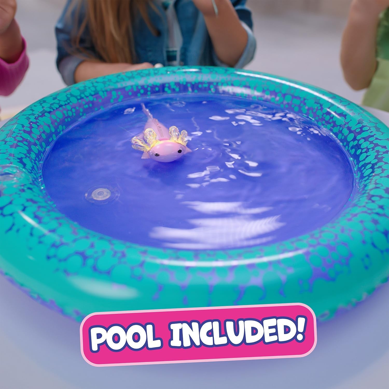 Interactive Baby Axolotl with Inflatable Pool, Alix, Swims and Lights up in Water, Rainbow Lights Tell Your Mood (Ages 5+)