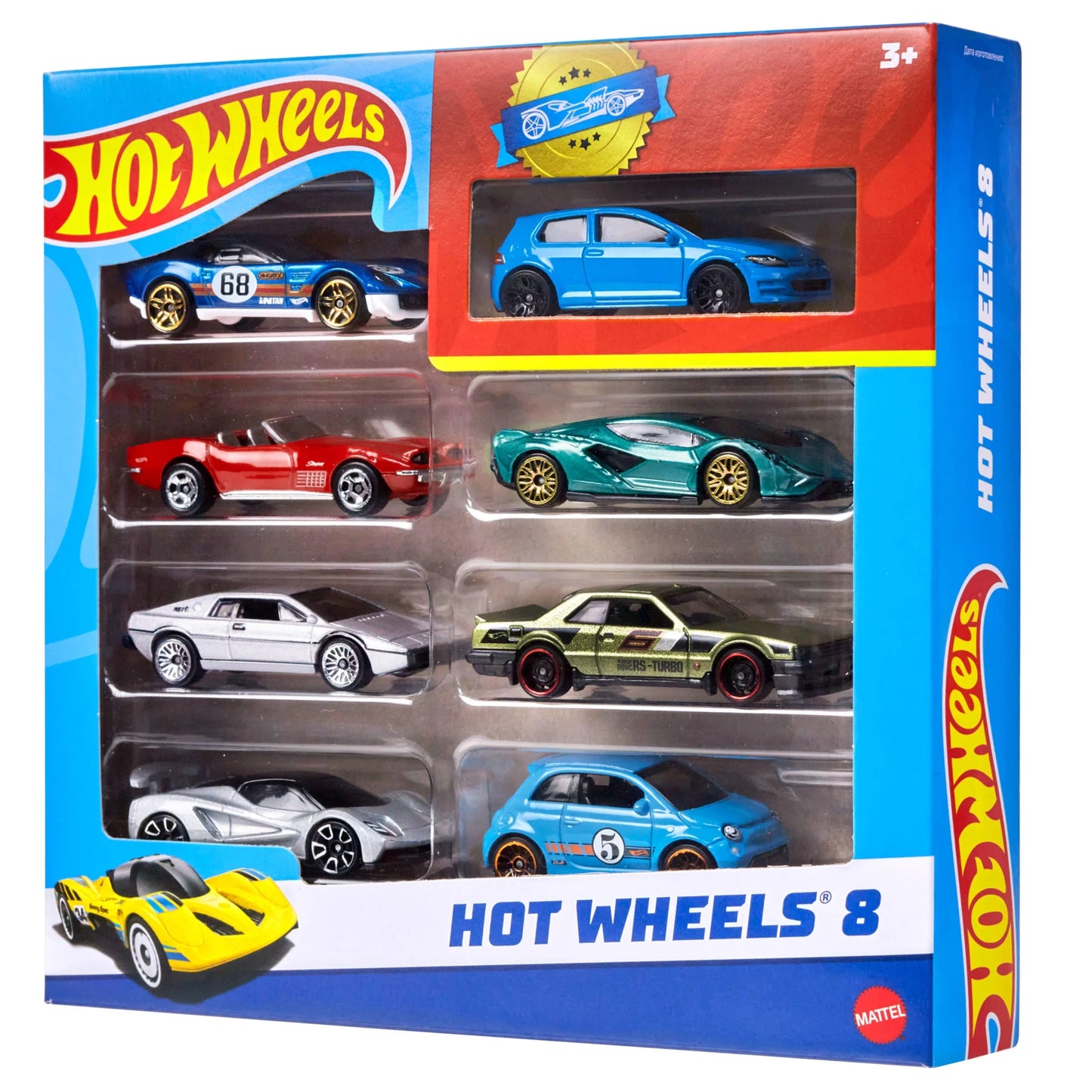 Set of 8 Basic Toy Cars & Trucks in 1:64 Scale Including 1 Exclusive Car, Styles May Vary