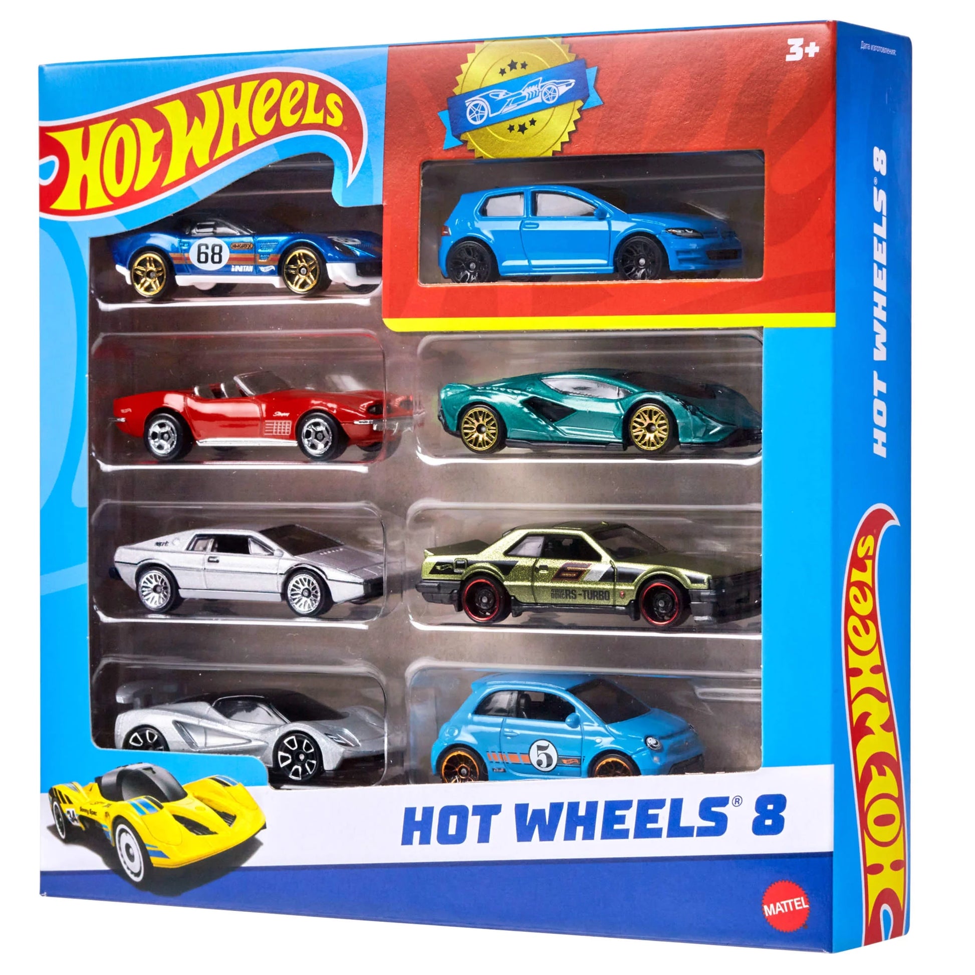 Set of 8 Basic Toy Cars & Trucks in 1:64 Scale Including 1 Exclusive Car, Styles May Vary