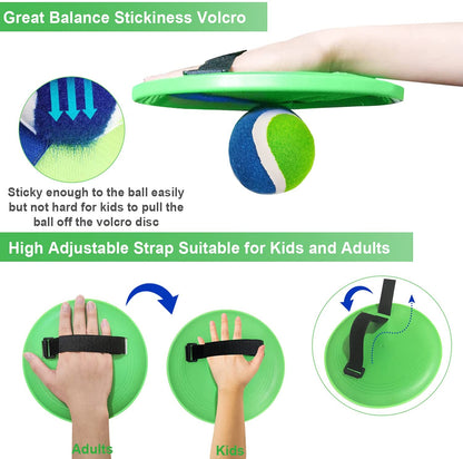 Jalunth Ball Catch Set Game Toss Paddle - Beach Toys Back Yard Pool Outdoor Lawn Games Backyard Camping Sticky Mitts Age 3 4 5 6 7 8 9 10 11 12 Years Old Boys Girls Kids Adults Family Easter Gifts
