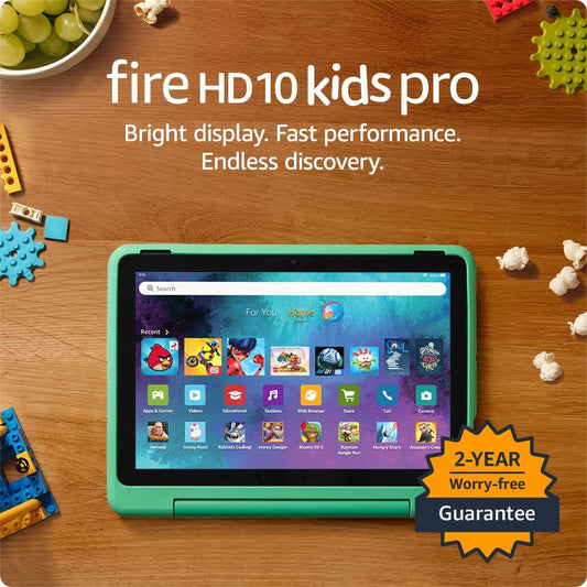 Amazon Fire HD 10 Kids Pro Tablet (Newest Model) Ages 6-12 | Bright 10.1" HD Screen | Slim Case for Older Kids, Ad-Free Content, Parental Controls, 13-Hr Battery, 32 GB, Mint