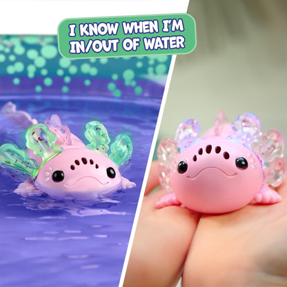 Interactive Baby Axolotl with Inflatable Pool, Alix, Swims and Lights up in Water, Rainbow Lights Tell Your Mood (Ages 5+)