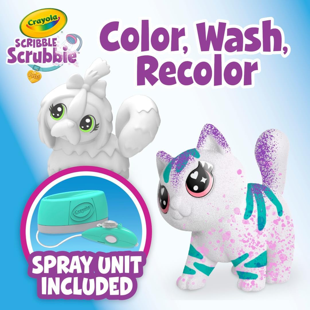 Crayola Scribble Scrubbie Pets Spray Boutique, Airbrush Art Set for Kids, DIY Crafts for Toddlers, Kids Toys, Gifts for Girls & Boys, Ages 3+