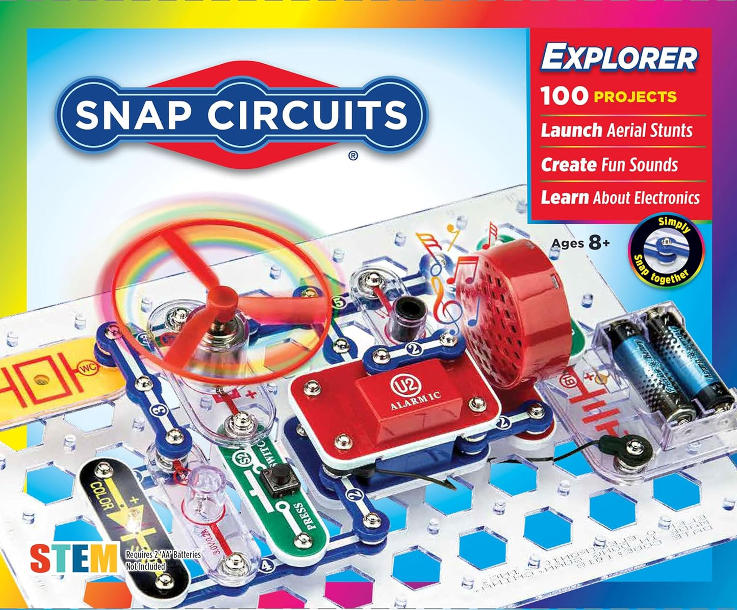 Snap Circuits Jr. SC-100 Electronics Exploration Kit, over 100 Projects, Full Color Project Manual, 28 Parts, STEM Educational Toy for Kids 8 +