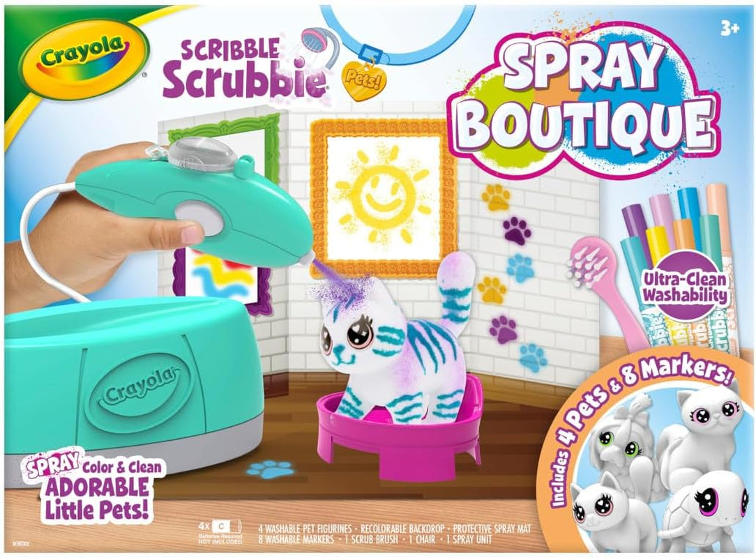 Crayola Scribble Scrubbie Pets Spray Boutique, Airbrush Art Set for Kids, DIY Crafts for Toddlers, Kids Toys, Gifts for Girls & Boys, Ages 3+