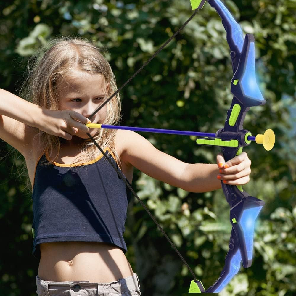 2 Pack Bow and Arrow Set for Kids, Light up Archery Set with 14 Suction Cup Arrows, Archery Targets Outdoor Games for Kids Ages 4-8 8-12, Birthday Gifts Toys for 5 6 7 8 9 10 11 12 Year Old Boys Girls