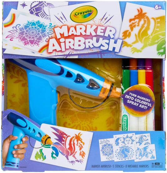 Crayola Marker Airbrush Spray Art Kit, DIY Marker Art Set for Kids, Toys for Kids, Gift for Boys & Girls, 6+