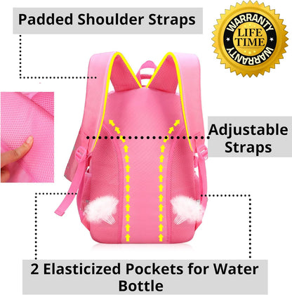 Trendy Water-Repellent Girls' Backpack with Pencil Case - 16" Pink School Bag for Elementary and Kindergarten