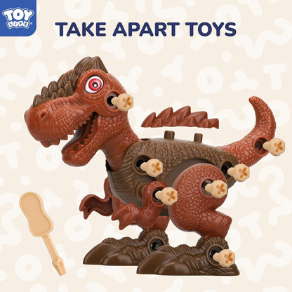 TOY Life 3-Pack Take-Apart Dinosaur Toys with Electric Drill - STEM Building Set for Kids Ages 4-8 - Ideal Birthday Gift for Boys 3-7