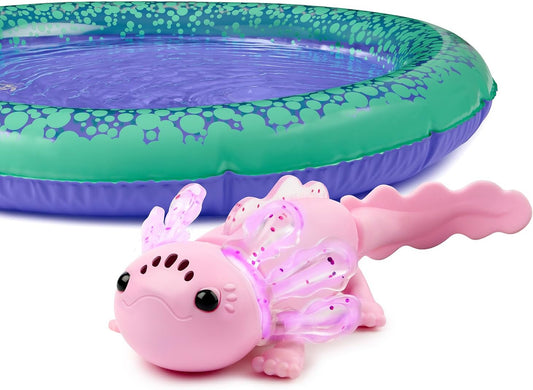 Interactive Baby Axolotl with Inflatable Pool, Alix, Swims and Lights up in Water, Rainbow Lights Tell Your Mood (Ages 5+)