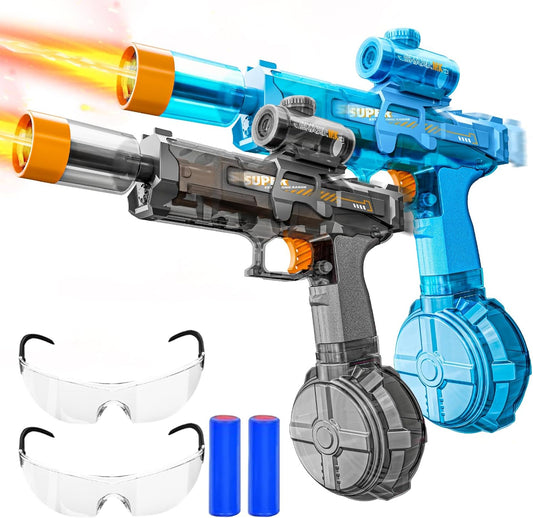 Hapystart 2 Pack Electric Water Guns with Light Up, Most Powered Full Automatic Electric Squirt Guns 26-32 FT Range Water Gun with Large Capacity Summer Pool Water Toy for Adults & Kids