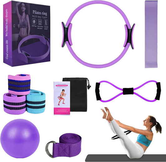 Pilates Essentials Kit for Women, 2025 New Better Me Pilates Kit, Pilates Rings Booty Bands, Yoga Sets for Women, Hip Exercise Band Yoga Ball 25Cm Figure 8 Resistance Band