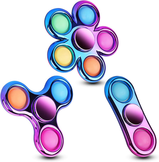 FIGROL 3-Pack Pop Fidget Spinners - Ideal Party Favors and Classroom Prizes - Sensory Fidget Toys for Teens - Perfect Birthday Gifts