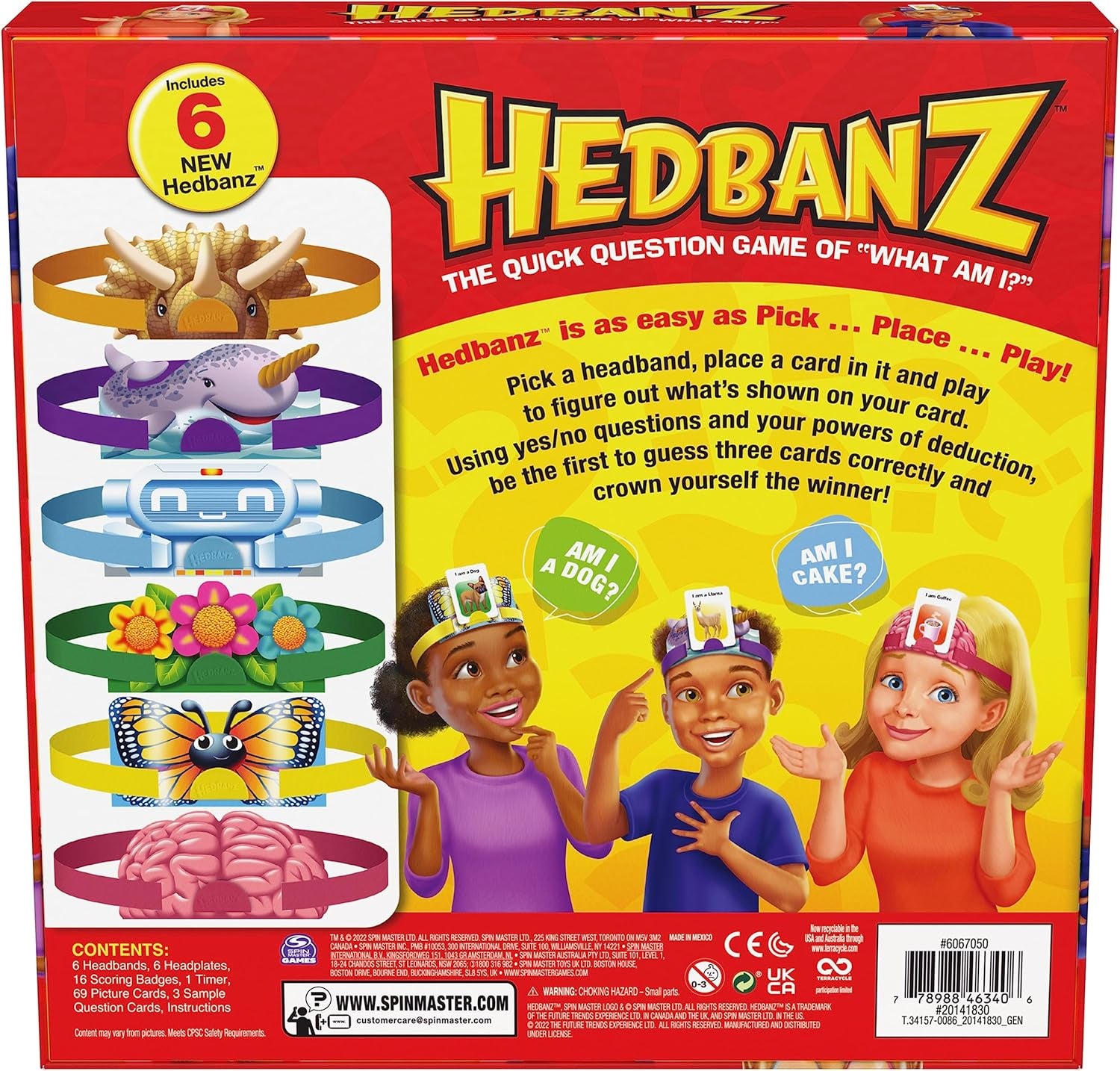 Spin Master Games, Hedbanz 2023 Edition with New Cards, Picture Guessing Board Game, for Family & Kids, 2-6 Players, for Ages 6 & Up