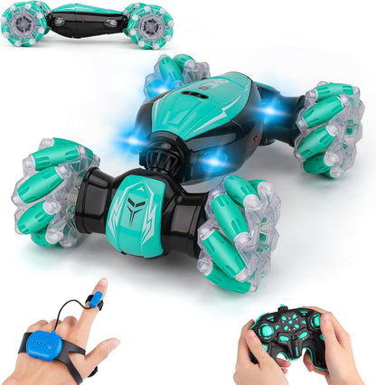 PREPOP Gesture Sensing RC Stunt Car, Birthday for Age 6 7 8-12 13+ Year Old Boys - Cool Toys for Kids, Hand Controlled Remote Control Twist Vehicle with Lights & Music, 4WD Rotating