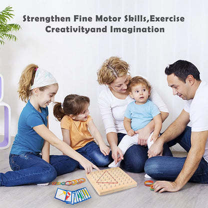 STEM Block Geo Board Graphical Educational Toys, Kids Montessori Geoboard Mathematical Manipulative Array Block with Pattern Cards and Rubber Bands Matrix 8X8 Brain Teaser Toys