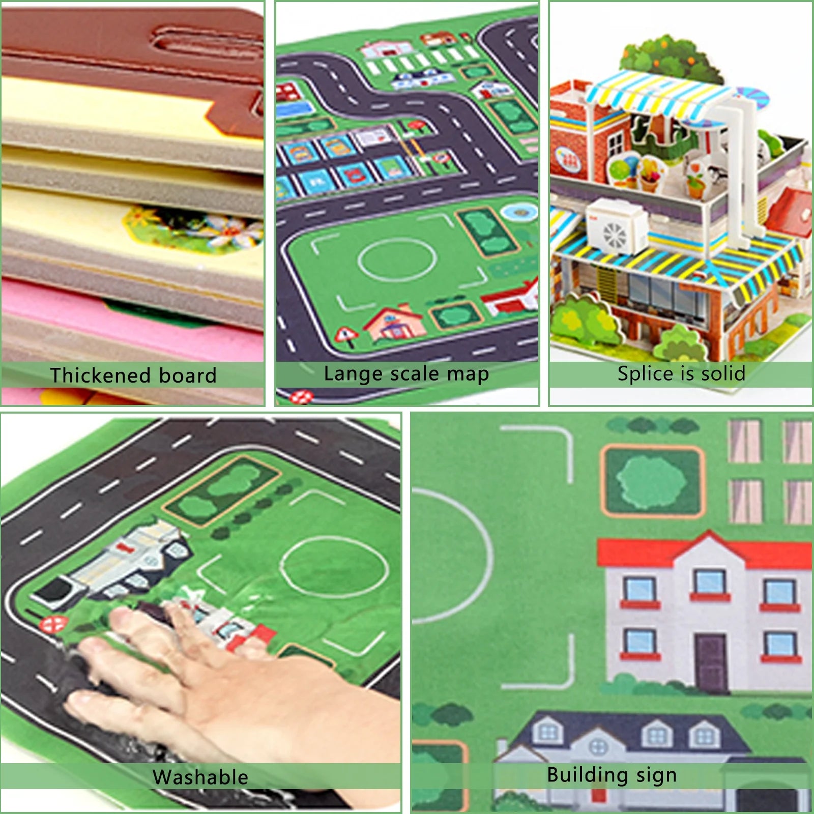 City Map Construction Building Sets with 6 Cartoon Character Toys, Preschool Educational Learning Toys for 6+ Year Old Kids Boys Girls Children