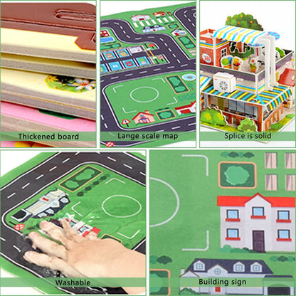 City Map Construction Building Sets with 6 Cartoon Character Toys, Preschool Educational Learning Toys for 6+ Year Old Kids Boys Girls Children