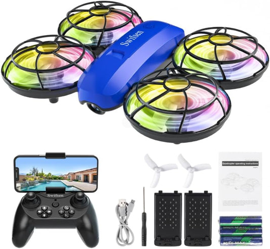 Drones for Kids with Camera,Rc Drone Indoor Small Helicopter,Birthday Gifts for Boys and Girls Beginners Friendly,Mini Quadcopter Toy with 2 Batteries,Propeller Protect,Altitude Hold