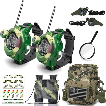 Walkie Talkies Watch, Spy Watch Army Toys for Kids Age 8-12, 7 in 1 Digital Watch Walkie Talkies with Flashlight, Cool Spy Gadgets for Boy Girls