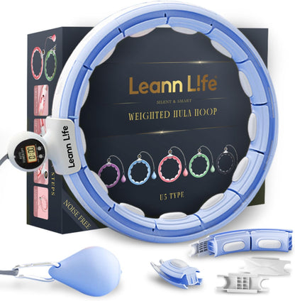 U5-16 Knots Waist 28”- 46”, Silent Smart Weighted Hula Hoop for Adults Weight Loss, Infinity Hoop plus Size, Home Outdoors Fitness Exercise, Abdominal Toner
