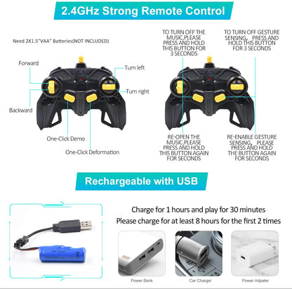 Remote Control Cars Toys,2.4Ghz 1/14 Scale RC Transforming Car Robot with Gesture Sensing / a Key Deformation,Gifts for 3-5 4-7 8-12 Boys Girls Kids