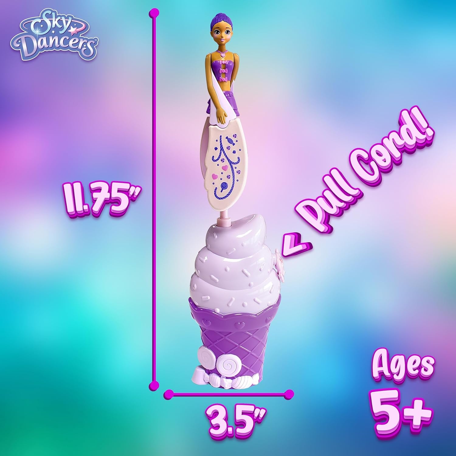 Sky Dancers Purple Licious– the Original Flying Doll Toy – Pull String Powered, Use Indoors or Outdoors, No Batteries Required, Gift for Kids 6+