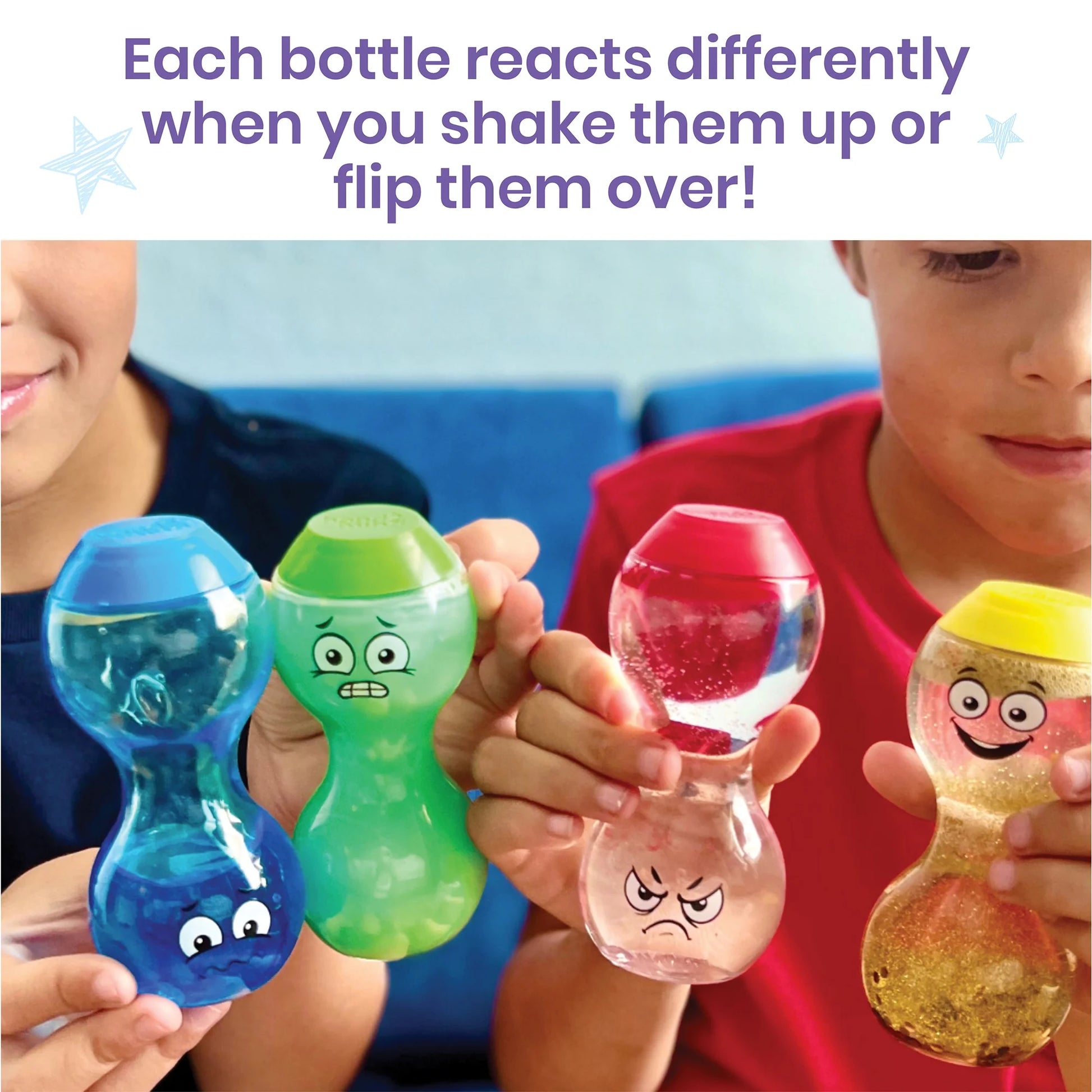 Hand2Mind Express Your Feelings Sensory Bottles, Social Emotional Fidget Toys for Kids (4 Pieces)