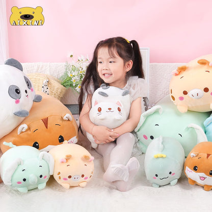 AIXINI 23.6-Inch White Cat Plush Cylindrical Body Pillow - Super Soft Cartoon Hugging Toy Gift