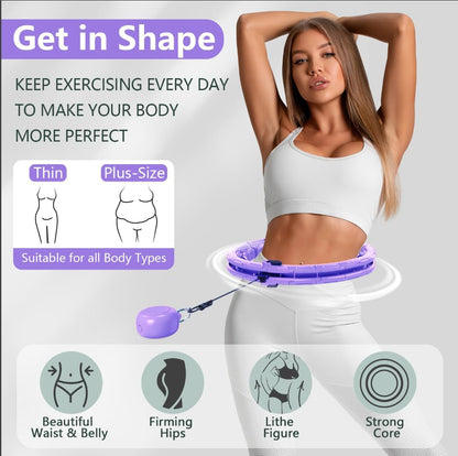 U5-16 Knots Waist 28”- 46”, Silent Smart Weighted Hula Hoop for Adults Weight Loss, Infinity Hoop plus Size, Home Outdoors Fitness Exercise, Abdominal Toner