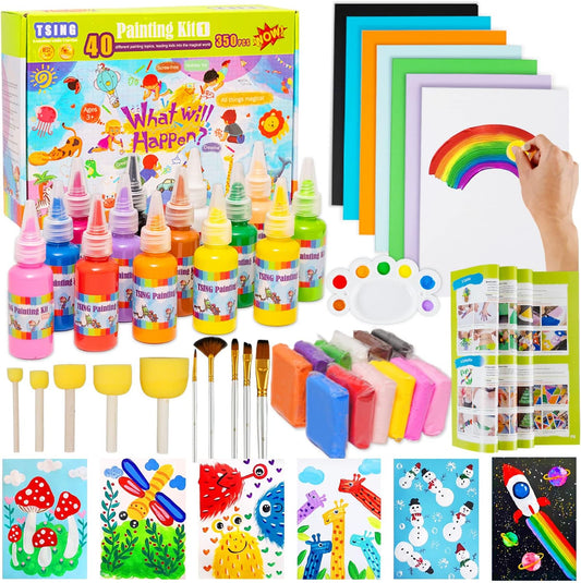 Arts and Crafts for Kids - 40 Creative Painting Arts 350+Pcs Painting Kits Ages 5-10 Year Old Girls & Boys - Art Supplies Set - Gift Ideas for Drawing Beginners Activity Toys